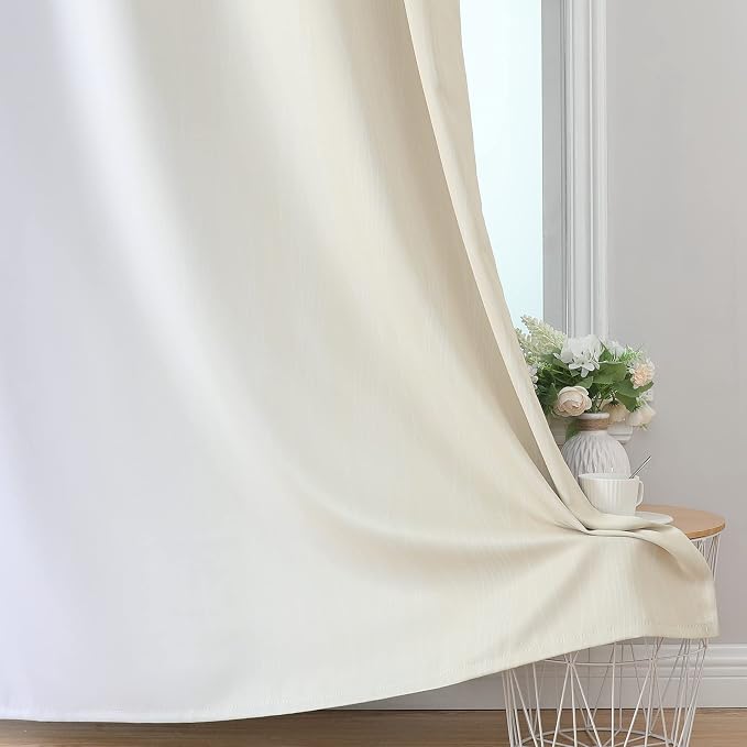 Beige and Greyish White Ombre Blackout Curtains Living Room 90 Inches Long | - Image 6