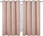 Blackout Curtains 66 x 54 Inch Long Blush Curtains Set of 2 Panels Room - Image 2