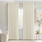 MIULEE Beige White Back Tab Blackout Curtains 52x84 Inch Length 2 Panel Set | by MIULEE