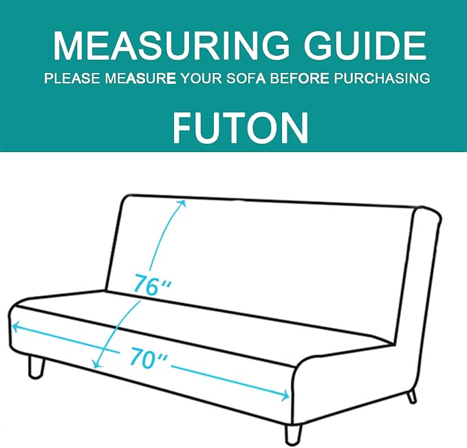 U-NICE HOME Futon Sofa Covers 68''Armless Couch Cover, Dark Grey/Light Grey | - Image 5