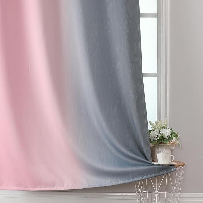Pink and Gray Ombre Blackout Curtains - Image 6