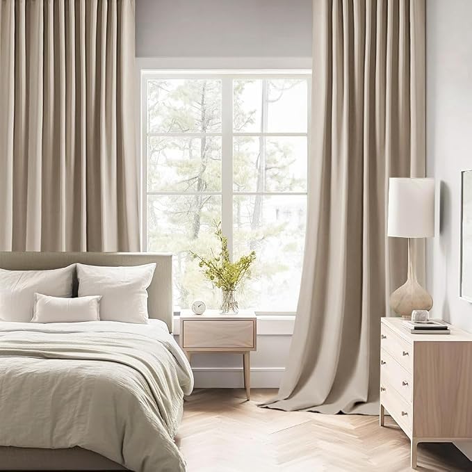 MIULEE Taupe Back Tab Blackout Curtains 52x84 Inch Length 2 Panels Set | Rod - Image 2