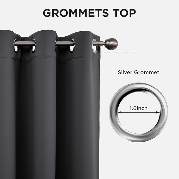 Joydeco Grey Blackout Curtains for Bedroom 84 Inch Long, Room Divider Black Out - Image 5