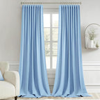 MIULEE Sky Blue Back Tab Blackout Curtains 52x102 Inch Long 2 Panels Set | Rod - Image 9
