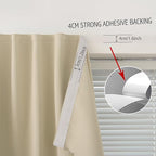 Thermal Blackout Curtains with Self Adhesive Tape No Rod No Drill Easy Install - Image 7