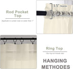 Sheer Curtains 84 Inches Long 2 Panels Set, Sheer Cream Curtains - Image 4