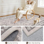 10x14 Area Rugs Living Room: Bedroom Washable Carpet Beige & Grey | Large - Image 4