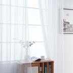 SpaceDresser White Kitchen Sheer Valance Curtains 30 Inch, Voile Sheer Cafe - Image 3