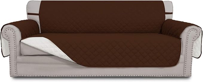 Easy-Going Reversible Couch Cover, 3 Cushion Sofa, Coffee/Ivory | Machine by Easy-Going
