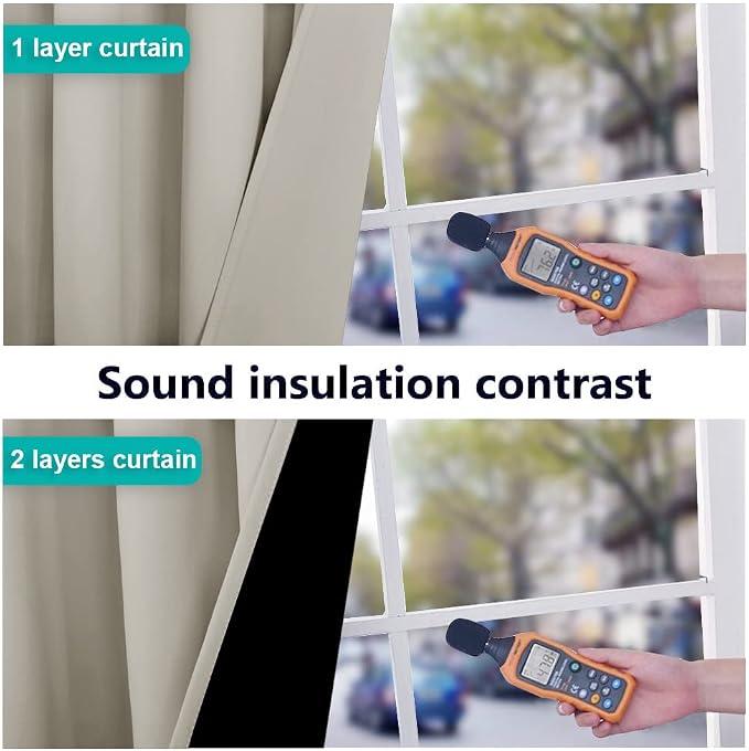 NICETOWN Natural Blackout Curtains 80 inches Long, 2 Pieces, Full Light - Image 4