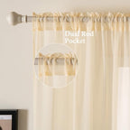 MIULEE Cream Beige Sheer Curtains 38 X 72 Inches, 2 Panels | Sheer Window - Image 2