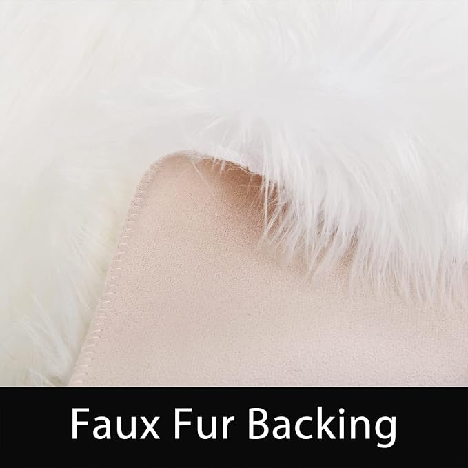 Latepis 6x8 Area Rug for Living Room White Fur Rugs for Bedroom Fluffy Faux - Image 3