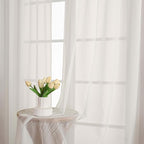 Ivory Sheer Curtain 90 Inches Long 2 Panels Set, Solid Filmy Drapes - Image 2