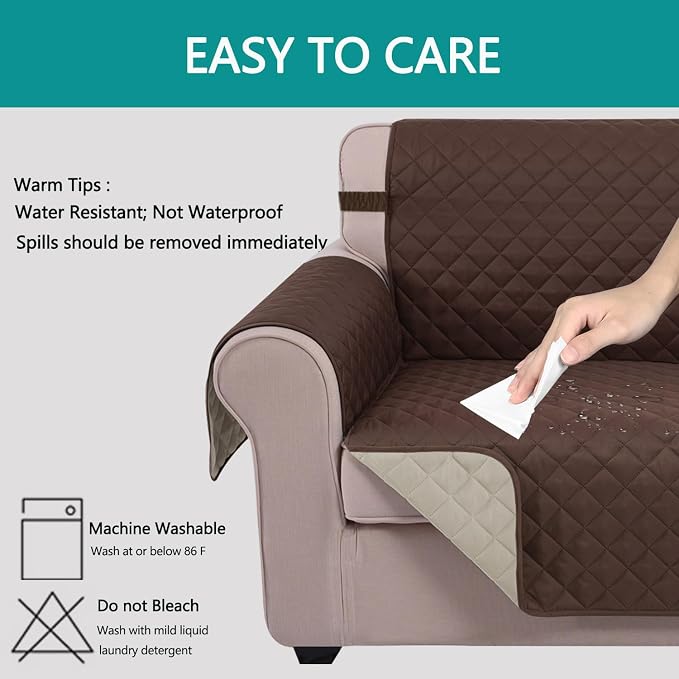 U-NICE HOME Reversible Recliner Chair Covers, Coffee/Beige | 23''Armchair Cover - Image 5