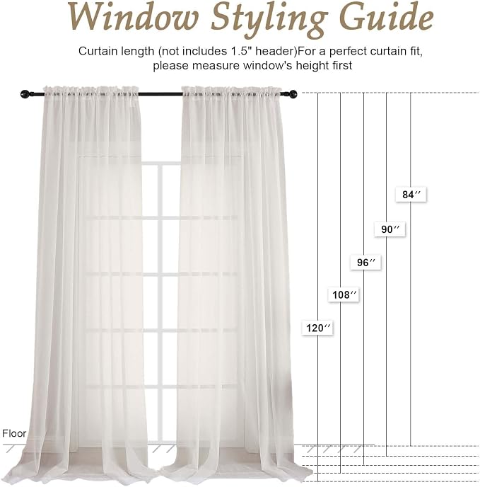 Ivory Bedroom Curtains 96 Length - Image 2
