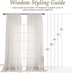 Ivory Sheer Curtains 120 Inches Long 2 Panels Set, 59 Inch Extra Wide Soft Airy - Image 2