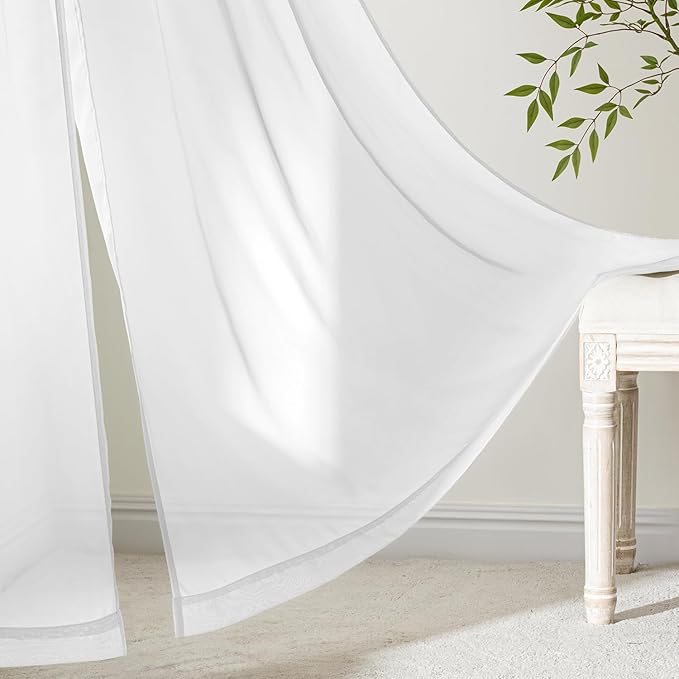 MIULEE 4 Panels White Short Sheer Curtains 24 Inch Length 42 x 24 Inches | - Image 6