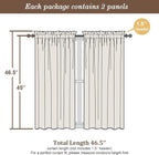 Chyhomenyc Cream Sheer Curtains 45 Inch Long 2 Panels, Short Voile Sheer Drapes - Image 2