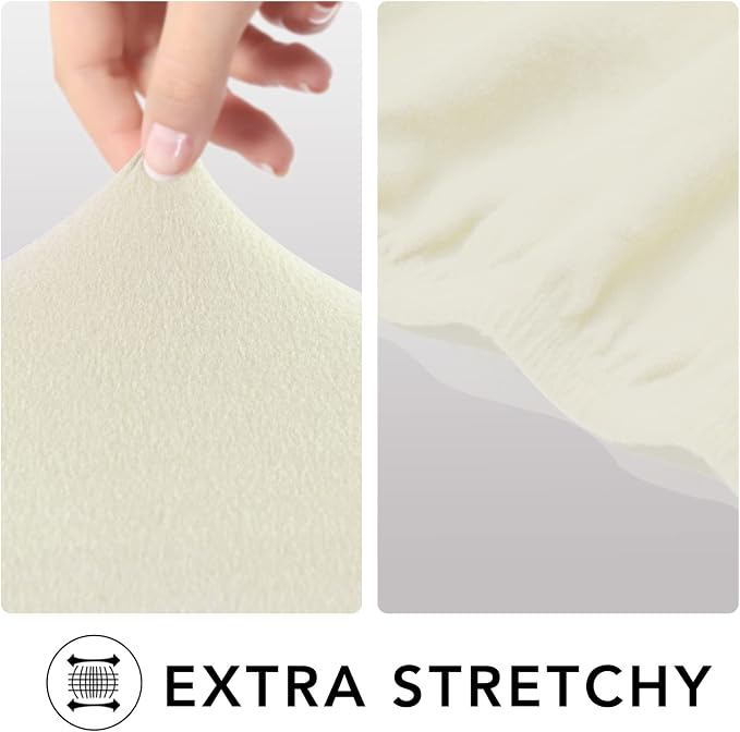 PureFit Stretch Couch Covers for Sofa Large Sofa Slipcovers Ivory | 1-Piece - Image 3