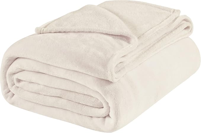BEDELITE Fleece Blanket Soft Plush King Size Bed Blanket Beige 108"x90" | Ultra - Image 9