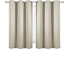 Light Beige Blackout Curtains 42 x 54 Inch Length Set of 2 Panels Grommet - Image 2