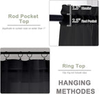Black Sheer Curtain 90 Inches Long 2 Panels Set, Solid Filmy Drapes - Image 3