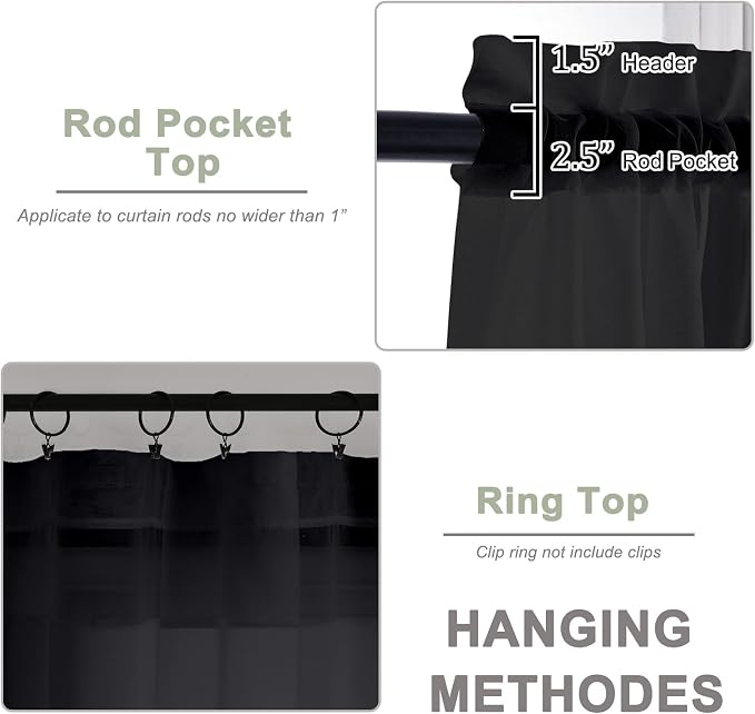 Extra Long Black Sheer Curtains 144 inch 2 Panels Set, Translucent Backdrop - Image 4