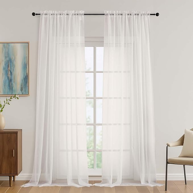 Ivory Bedroom Curtains 96 Length by OVZME