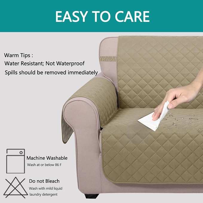 U-NICE HOME Reversible 23''Recliner Small Chair Cover, Light Camel/Beige | - Image 4