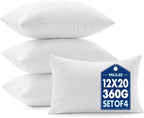 MIULEE 12x20 Pillow Inserts 4 Pack, 100% Virgin Fiber Filling Throw Pillows | by MIULEE