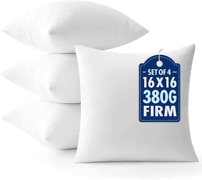 MIULEE 16x16 Throw Pillows Inserts 4 Pack, Decorative Pillows by MIULEE