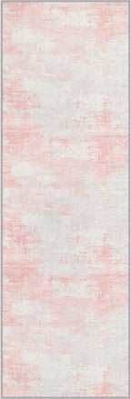 2.6x8 Washable Runner Rug：Modern Abstract Soft Carpet Pink White | by FXRHLP