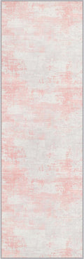 3x8 Washable Runner Rug：Modern Abstract Soft Carpet Pink White | by FXRHLP