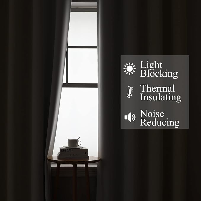 Beige and Greyish White Ombre Blackout Curtains Living Room 90 Inches Long | - Image 3