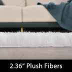 Latepis White Round Rug 3ft Faux Sheepskin Fur Fluffy Circle Rugs - Image 3