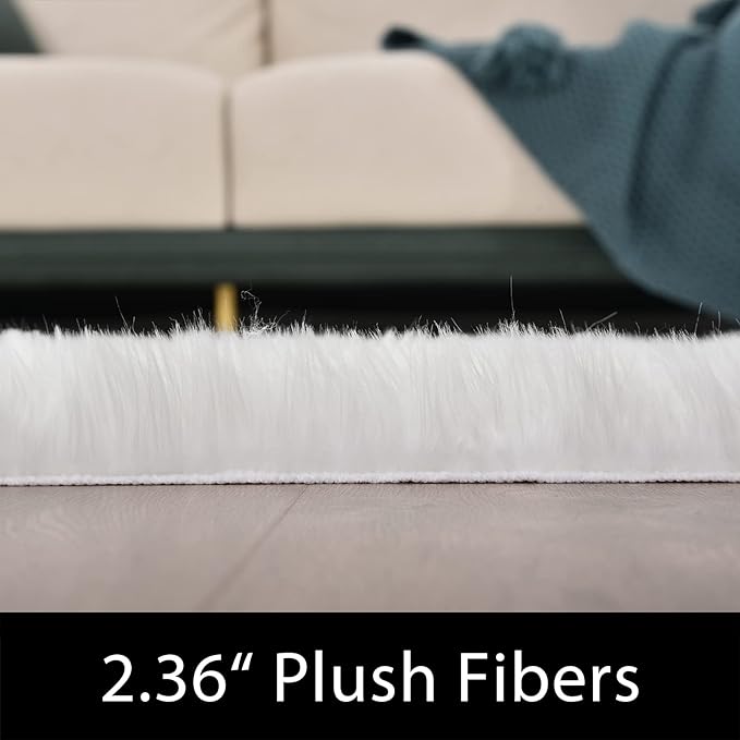 Latepis Area Rugs 6x9 Faux Fur Sheepskin Rug - Image 3