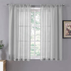 Tollpiz Short Sheer Curtains Linen Textured Bedroom Curtain Sheers Light by Tollpiz