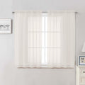 Ivory Sheer Curtains 48 Inch Length 2 Pcs, Rustic Farmhouse Curtains by Lecloud