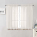 Ivory Sheer Curtains 50 Inch Length 2 Pcs, Rustic Farmhouse Curtains by Lecloud