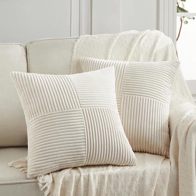 Fancy Homi 2 Packs Cream Big Decorative Throw Pillow Covers 24x24 Inch by Fancy+Homi