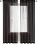 SpaceDresser Basic Rod Pocket Sheer Voile Window Curtain Panels White 1 Pair 2 - Image 2