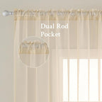 MIULEE 2 Panels Sheer Curtains for Living Room 54 X 102 Inches Cream | Window - Image 2