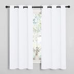 NICETOWN White Lightweight Fabric Curtain Panels, 48 inch Length, Non-Blackout by NICETOWN