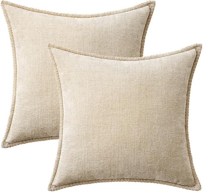 MIULEE Decorative Euro Sham Pillow Covers 24x24 Inch Beige 2 Pack | Neutral - Image 8
