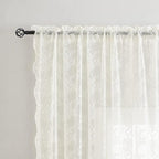YJ YANJUN Vintage Lace Curtains Elegant Flower Off White 132 inch Curtains 1 - Image 3