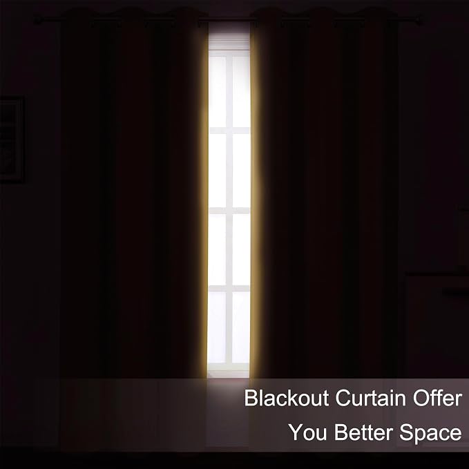 Blackout Curtains 66 x 84 inch/Mustard Yellow Curtains Set of 2 Panels/Thermal - Image 3