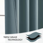 MIULEE Greyish Blue Back Tab Blackout Curtains 52x120 Inch Long 2 Panel Set | - Image 7