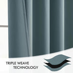 MIULEE Greyish Blue Back Tab Blackout Curtains 52x84 Inch Length 2 Panels | Rod - Image 7