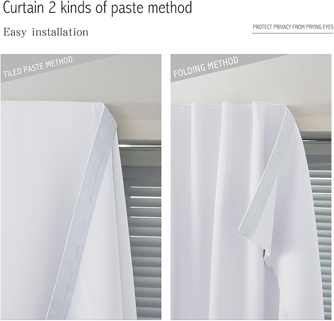 Blackout Curtains with Self Adhesive Tape No Rod No Drill Easy Install Window - Image 6