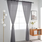 SpaceDresser Grey Sheer Curtains 4 Panels Rod Pocket Semi-Sheer Curtain 96 - Image 3